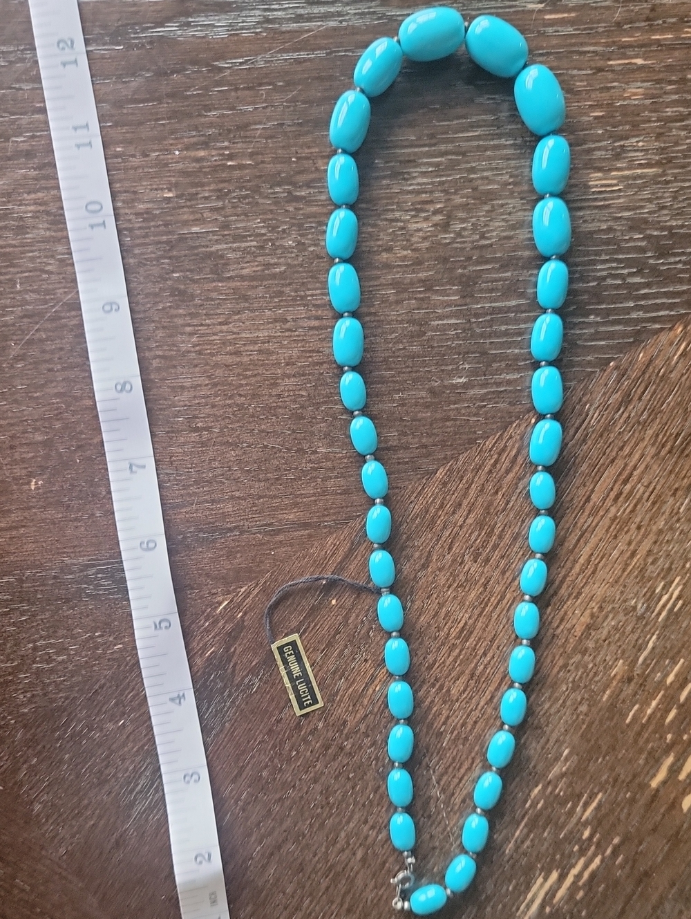 Vintage Genuine Lucite Turquoise Colored Beaded Necklace